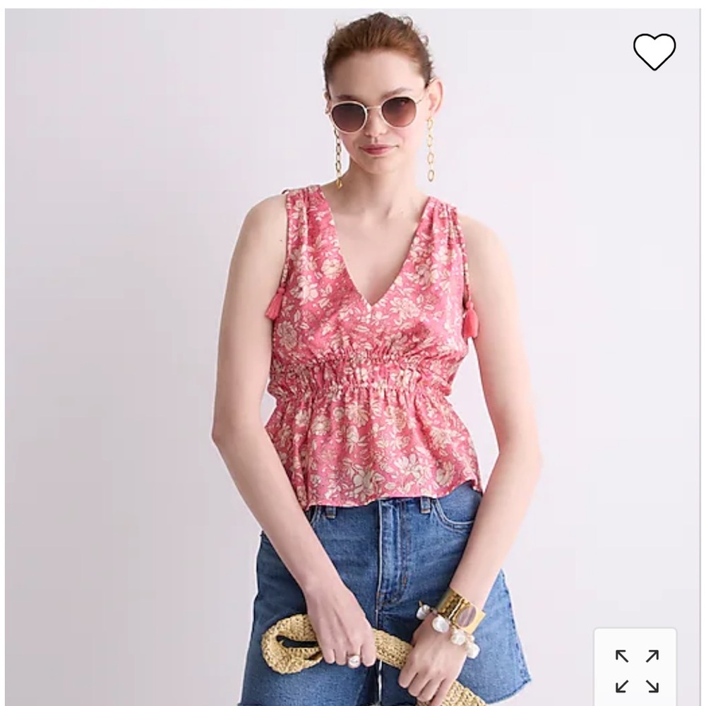 J Crew V-neck cotton voile top in tossed floral